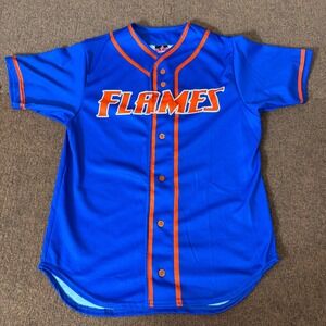 Alleson Athletic Kids Flames Baseball Jersey Blue Orange Number 23 Youth Large